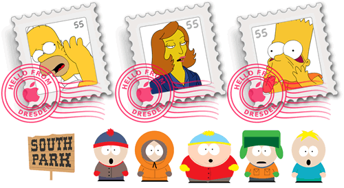 Iconos de Simpsons y South Park